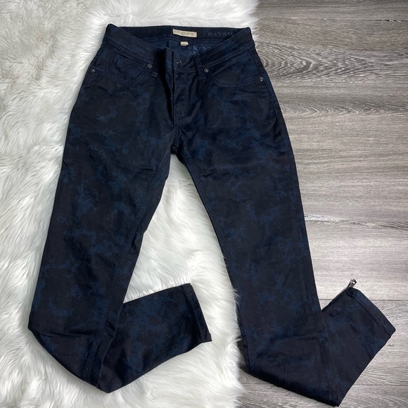 Burberry Denim - BURBERRY BRIT Womens Jeans Size 25 Dark Blue Black Tie Dye Print Skinny Ankle